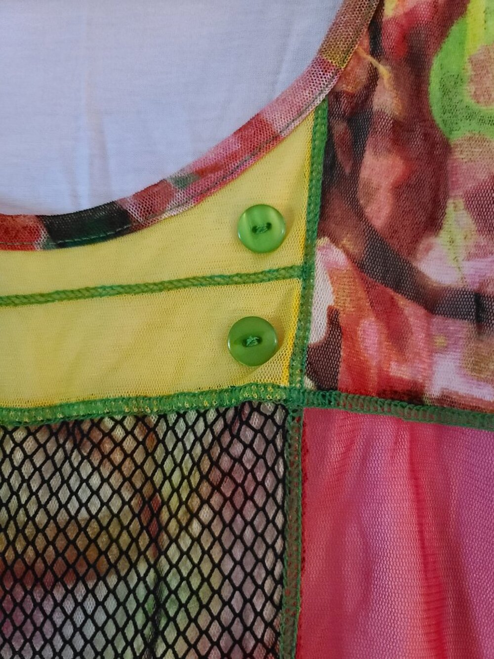 ME France Avant-Garde Mesh Patchwork Tunic Top Mini Dress - Picture 7 of 12